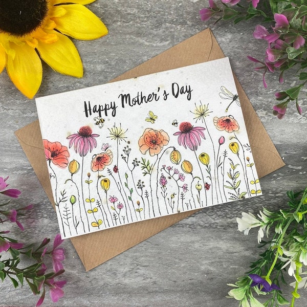 Happy Mothers Day Plantable Seed Card,  Plantable Card, Seed Card, Mum Gift, Mother's Day, Mother's Day Gift, Gift for Her, Wildflower Card