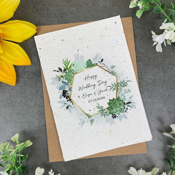 Happy Wedding Day Plantable Seed Card, Wedding Card, Plantable Card, Personalised Wedding Card