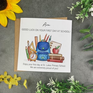 First Day Of School Card, Personalised Back To School Card, First Day Of School Good Luck Card, Personalised Card, New School Card