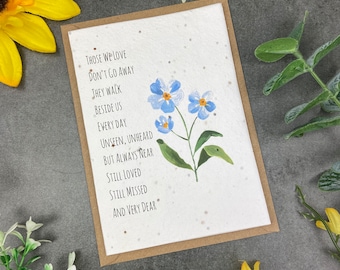 Plantable Seed Card - Those We Love Don't Go Away, Thinking Of You Card, Sympathy Card, Handmade Greeting Card, Forget Me Not