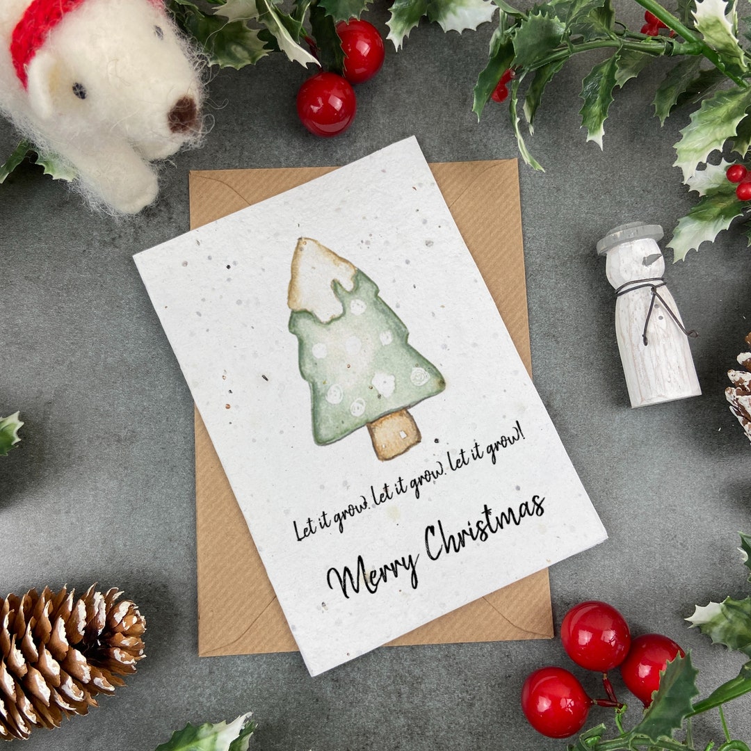 Snowy Christmas Tree Plantable Seed Card, Plantable Seed Christmas Card