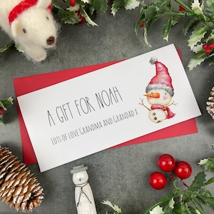 Christmas Money Wallet, Personalised Money Envelope, Snowboy Friends Gift Wallet, Gift Voucher , Christmas Gift, Xmas Money, Money Envelope
