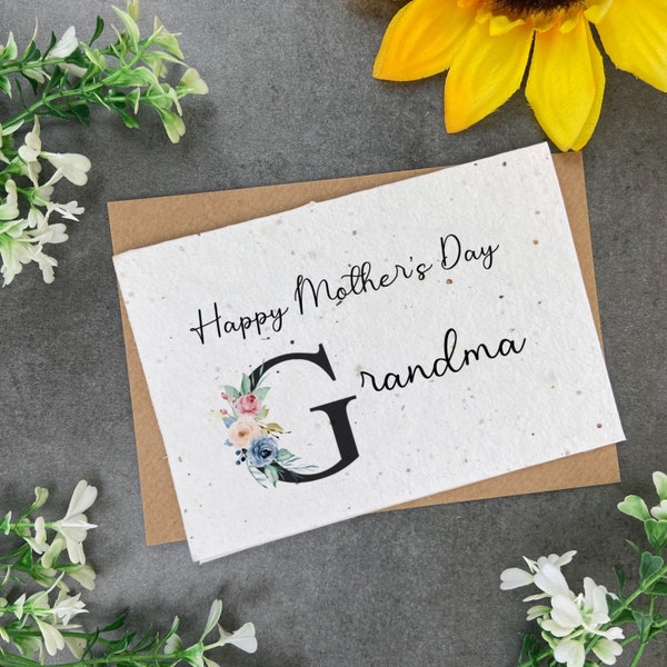 Happy Mother's Day Grandma - Plantable Seed Card, Wildflower Seed Card, Mother's Day Card, Grandma, Card For Grandma, Card For Gran, For Her