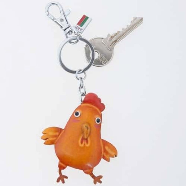 Porte-clés bébé COQ orange, design original en forme d'oiseau, petit porte-clés en cuir hibou vert, cadeau spécial