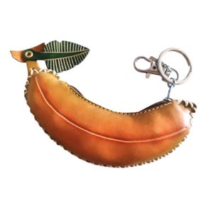 Gelbe BANANA Geldbörse, echtes Leder rote Wassermelone, ORANGE Obst, Birne Original Design-Münzhalter, Reißverschluss