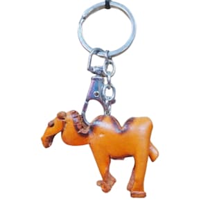 Cute CAMEL, Black HORSE  Keyring, Black Original Design, Green CAT, Genuine  Leather Zebra Keychain, Key Loop, Special Gift
