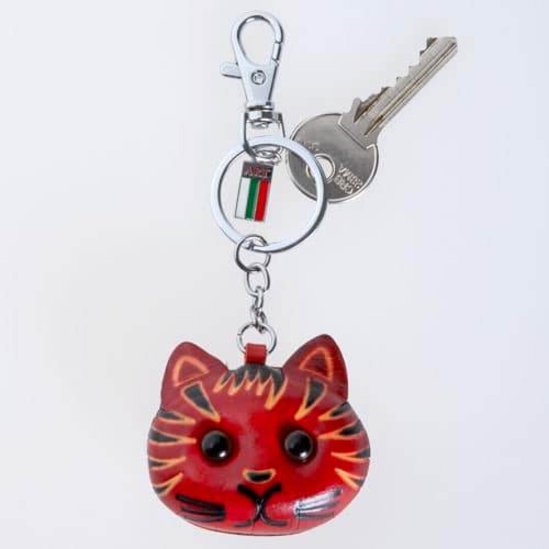 RED CAT Keyring, Light Purple Tag, Original Design Loop, Genuine