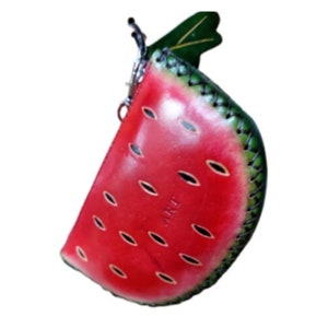 RED WATERMELON Geldbörse, PEAR Echtleder Beutel, Banane Original Design, Orange Fruit Münzhalter, besonderes Geschenk