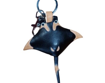 Sea MANTA Echtleder Schlüsselbund, Krabbe Schlüsselring, Sepia Spezial, Geschenk Schlüssel Schleife, Anhänger