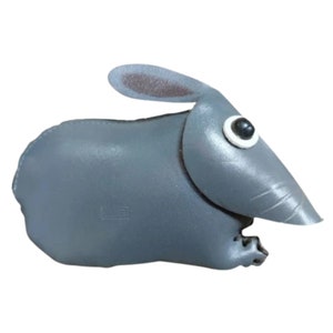 Monedero de piel auténtica color gris con forma de conejo, monedero, bolsa marrón oscuro, forma de animal, cierre de cremallera, regalo especial