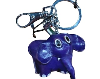 Porte-clés éléphant en cuir véritable violet, porte-clés design original KOALA MARRON, forme animale de couleur rouge, cadeau spécial