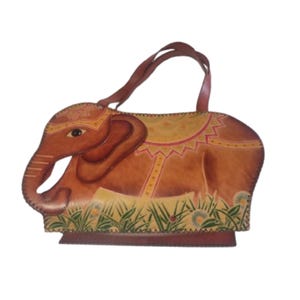 Bolso de mano Brown Elephant, cartera roja con asa larga ajustable, regalo original y especial.