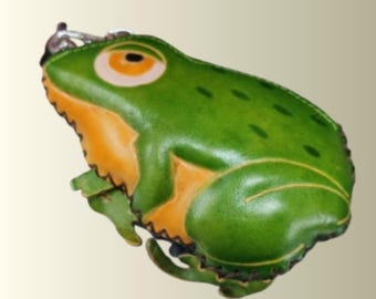 レザーウォレット 杖ヒキガエル財布 リアルなカエル装飾 コインポーチ