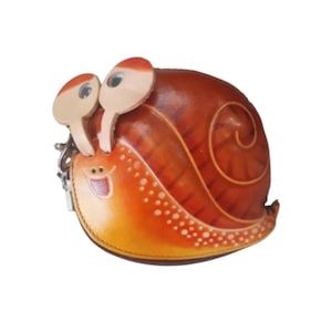 Leather Snail Coin Purse: Removable Wristlet, Animal Design