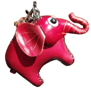 Monedero Happy ELEPHANT, piel auténtica, forma de animal, monedero, bolsa con cierre de cremallera, regalo especial