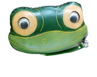 Frog Leather Coin Purse, Handmade Animal Wallet