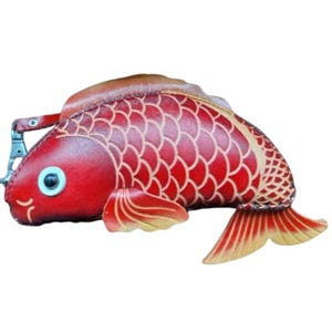 RED Geldbörse aus echtem Leder Red Crab, Original Design Gelb Beutel, Blau SWORD Fisch Münzhalter, besonderes Geschenk