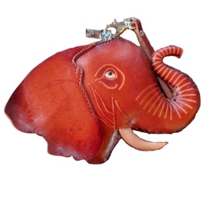 ELEPHANT PURSE,  Brown Original Design Coin Holder, Genuine Leather Pouch, Special Gift
