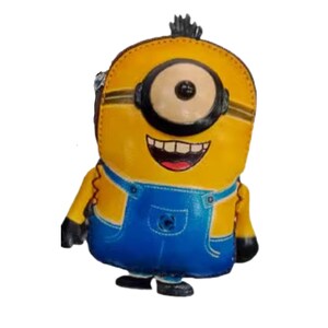 Bolso amarillo de piel auténtica de MINON Boy, con soporte para teléfono de Bob Esponja, cierre de cremallera, asa extraíble para la muñeca, regalo especial.