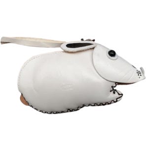 Monedero de piel auténtica con forma de conejo de Blancanieves, color marrón conejo de Pascua, correa de muñeca extraíble, cierre de cremallera, regalo especial