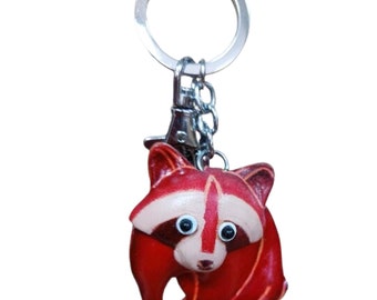 Portachiavi in pelle di procione rosso – Regalo a tema animale