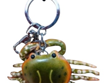 Lime Krabbe Schlüsselbund, FISH Echtleder Key Loop, Beta Fisch zwei Farben Key Tag