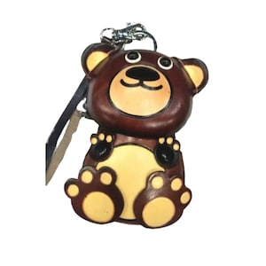Bolsa Teddy Bear, couro legítimo, design original Bird, fecho de zíper com estampa de folha, porta-moedas de caranguejo vermelho, alça de pulso, presente especial