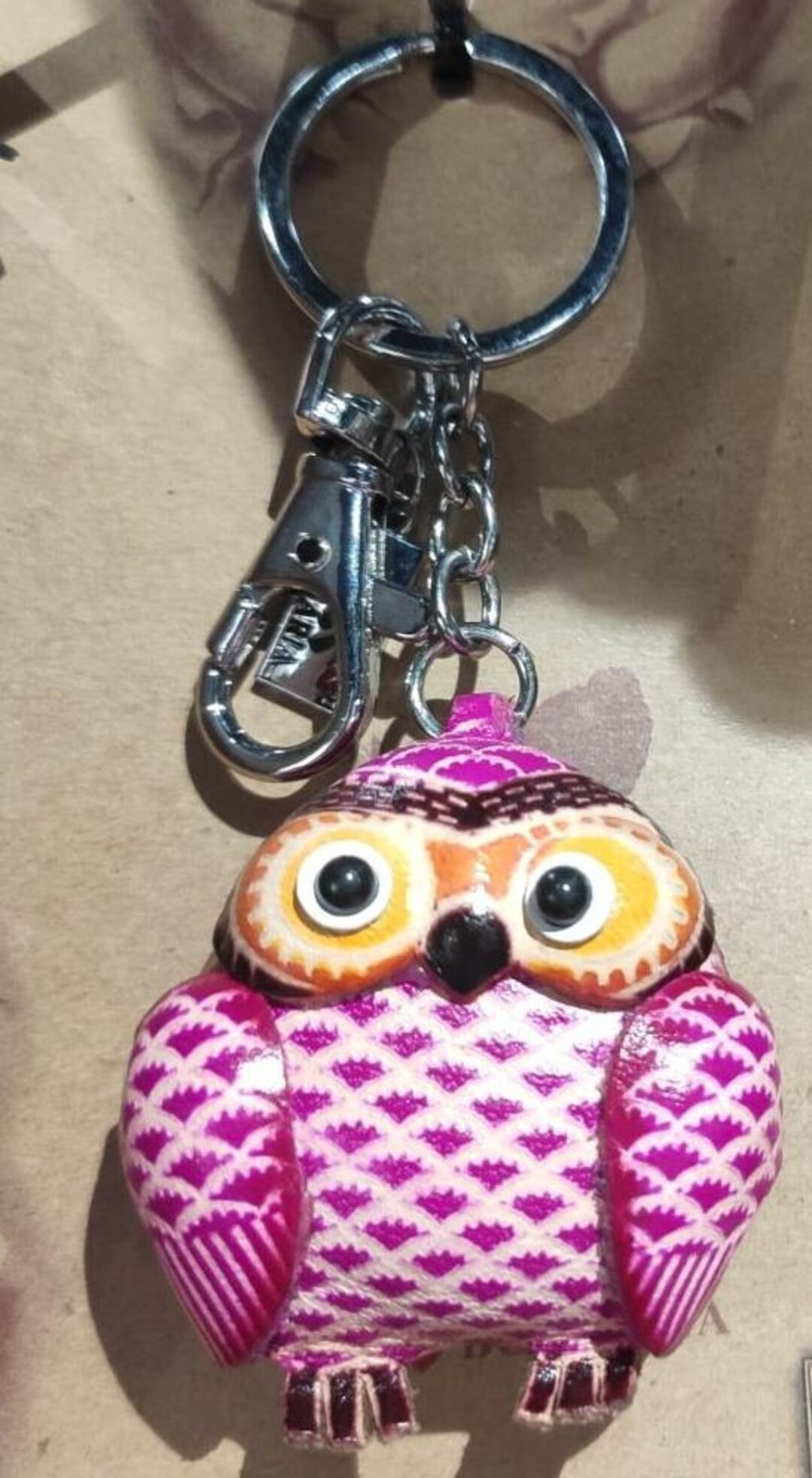 Baby OWL Keyring, Red Key Tag, Original Design Key Loop, Genuine