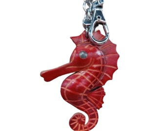 BROWN Echtleder SEEPFERD Schlüsselbund, Original Design Geldbörse, RED Schlüsselring, Lila Echtleder, besonderes Geschenk
