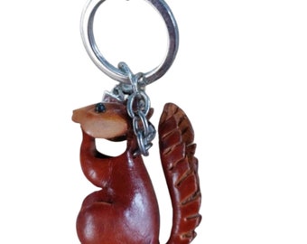 Light BROWN SQUARELL Original Animal Shape Design, Rhino Genuine Leather Keychain, Special Gift