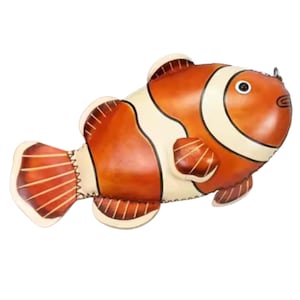 Bolso bandolera ORANGE FISH, diseño original de piel auténtica, asa larga ajustable, cierre de cremallera, regalo especial