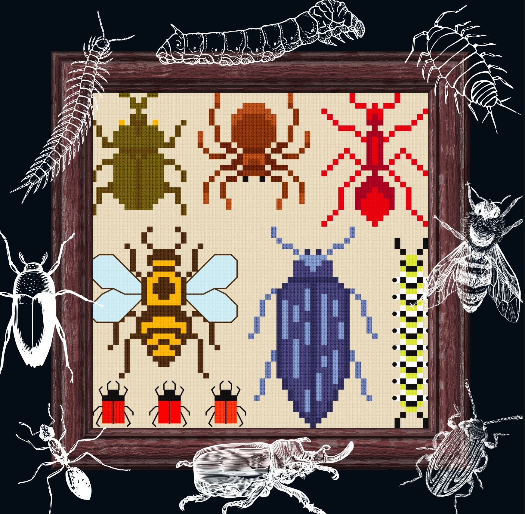 Bug Sampler Cross Stitch Pattern Bugs Cross Stitch Insects - Etsy