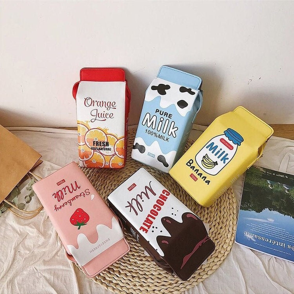 Milk Container Shape Crossbody Bag Banana Chocolate - Etsy