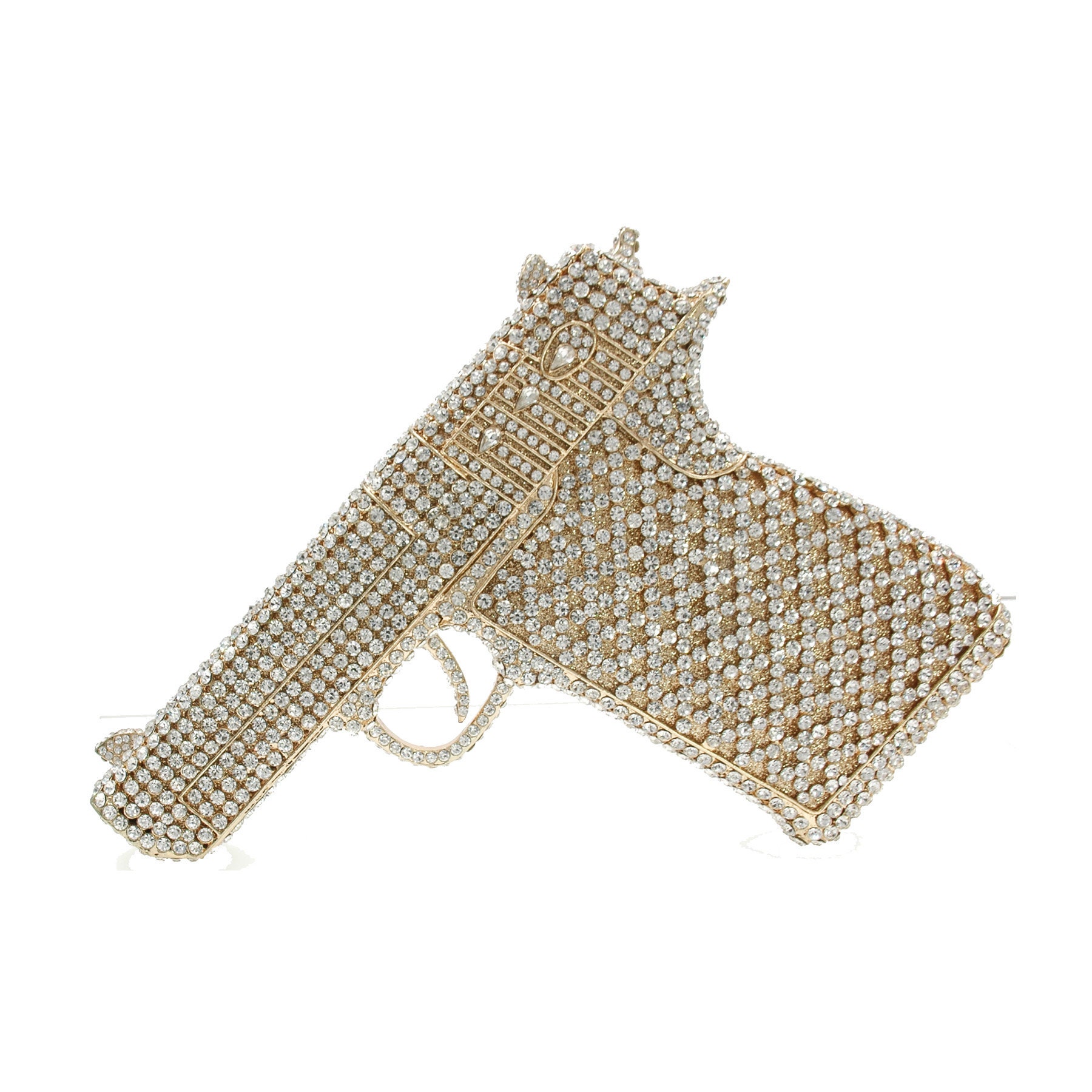 5x PCS Lot - Gold Gun Keychain Pistol Keyring Novelty Big Key Ring