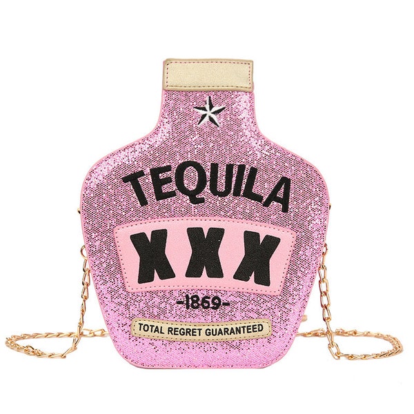 TEQUILA bottle shape crossbody bag Fun Mexico Hot