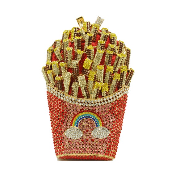 French Fries Luxury Evening Bag Crystal Purse Clutch Evening 