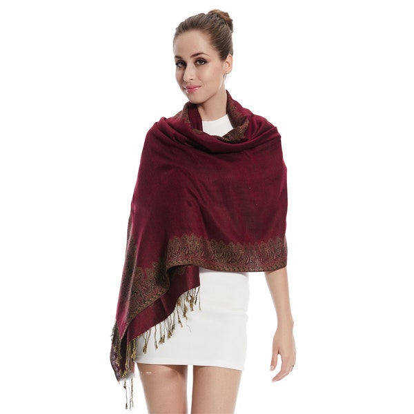 burgundy fur shawl