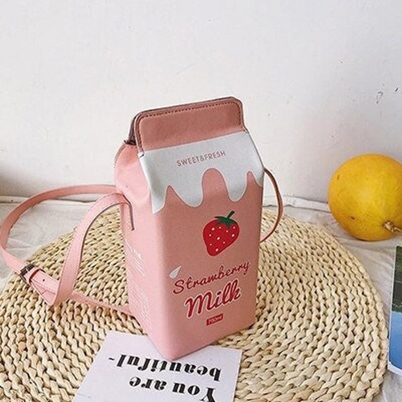 Strawberry Milk Container Shape Crossbody Bag Banana - Etsy