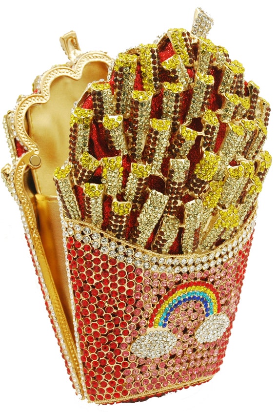 Crystal Sparkly French Fries Clutch Purse