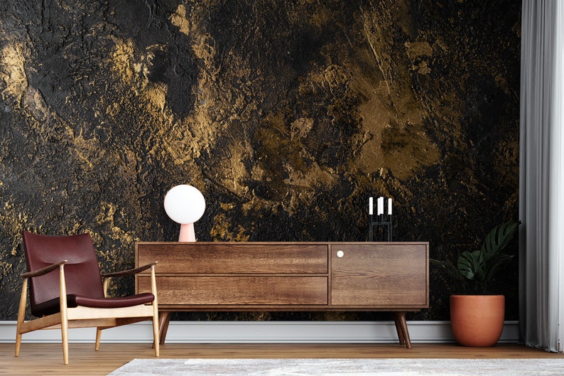 Brown Concrete Wallpaper Living Room Wallpaper Textured | Etsy