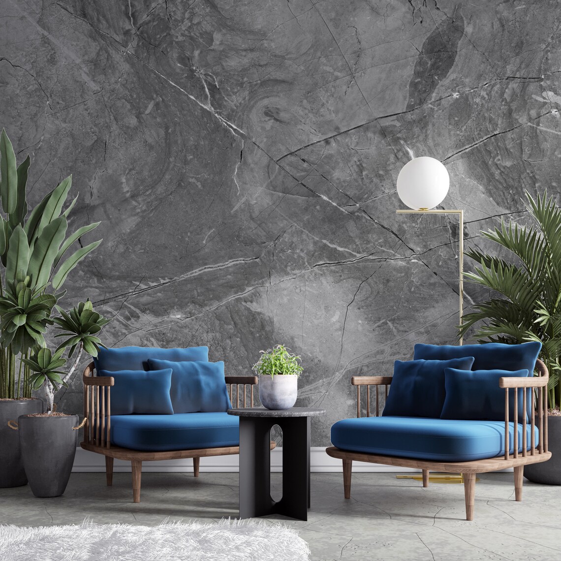 Grey Marble Wallpaper Background Wallpaper Kitchen Room - Etsy