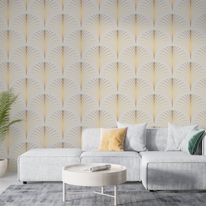 Art Deco Geometric Wallpaper: Brown Ornament, Peel and Stick Wall Mural