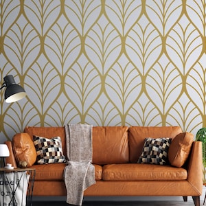 Gold Geometric Art Deco Wallpaper - Peel and Stick Mural