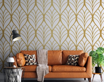 Goud geometrisch art-decobehang - Peel and Stick-muurschildering