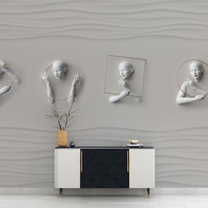 Womens Wall Art, Statue Wallpaper, White Art Wallpaper, Body Wallpaper, Wall Decor, Vinyl Wallpaper