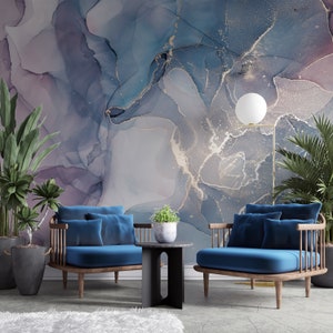 Purple and Pink Marble Wallpaper, Fabric Wallpaper, Temporary Wallpaper, Peel and Stick Wall Murals, Wall Decor