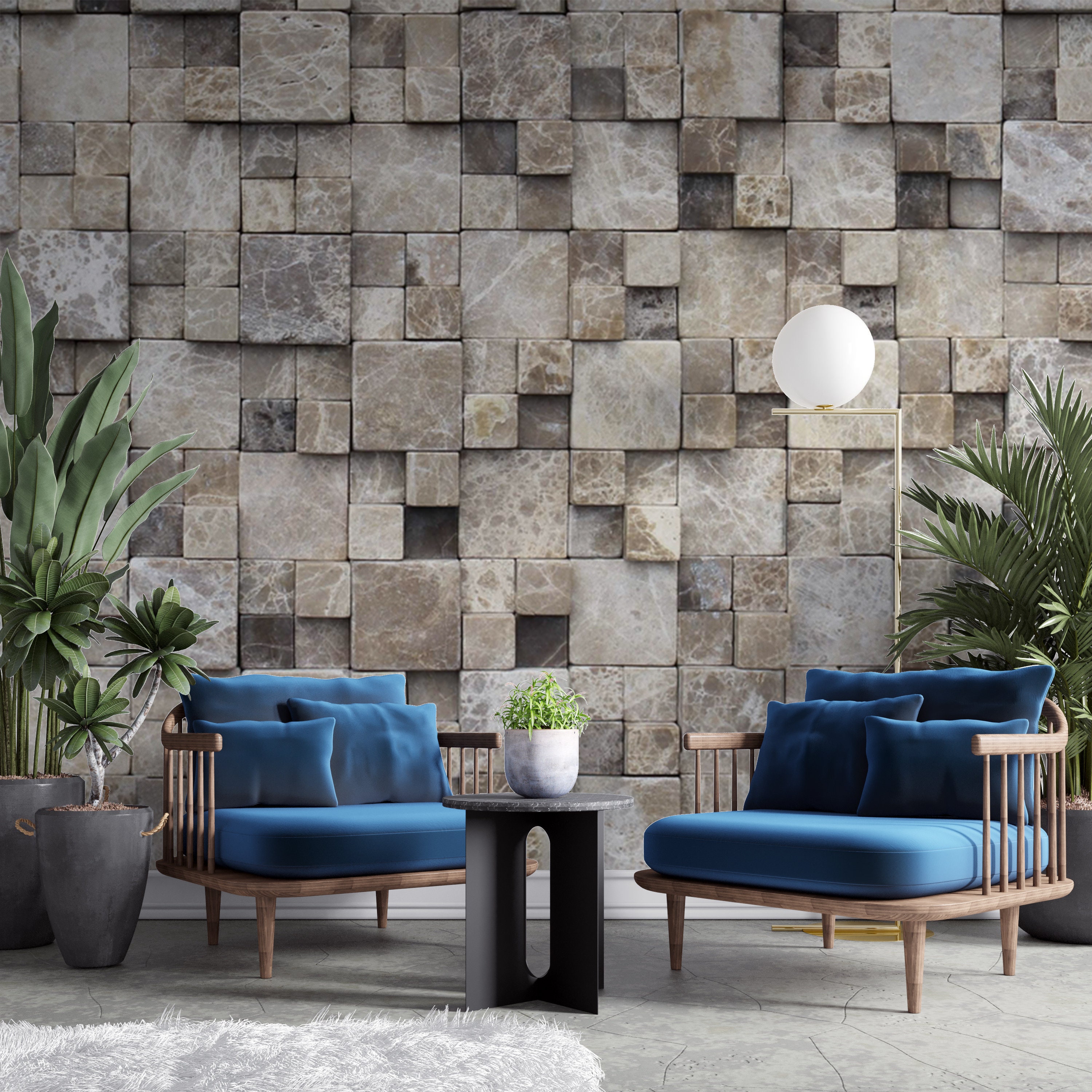 Photo inspiration: Visual Reference: 3D Stone Wallpaper Art Deco Textured Wall Mural Industrial Old