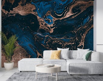 Blue Marble Wallpaper: Self Adhesive Peel and Stick Wall Mural