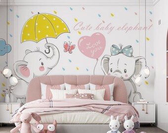 Elephant Nursery Wallpaper: Peel and Stick Animal Wall Mural