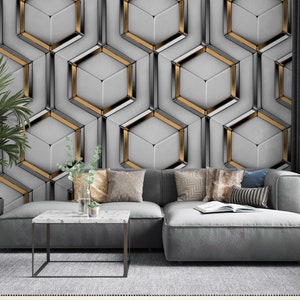 Carta da parati geometrica 3D, decorazione murale rimovibile, decorazione autoadesiva da staccare e incollare